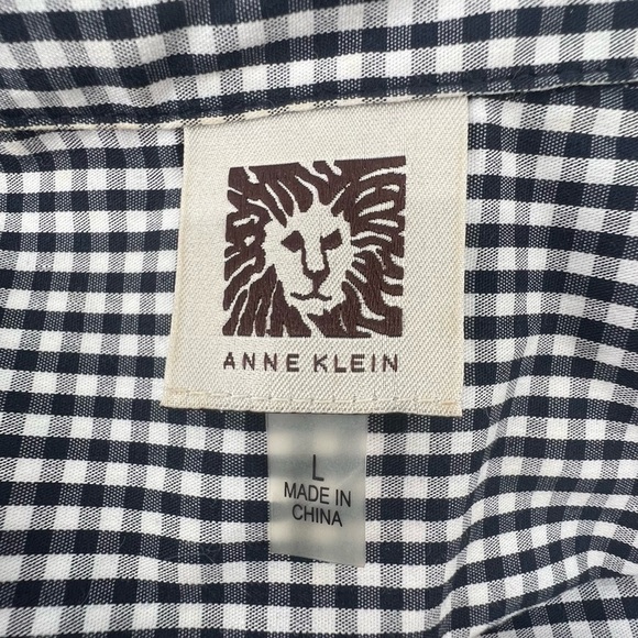 Anne Klein Blue White Sleeveless Pointed Collar Blouse Size Large Women’s - Picture 2 of 5